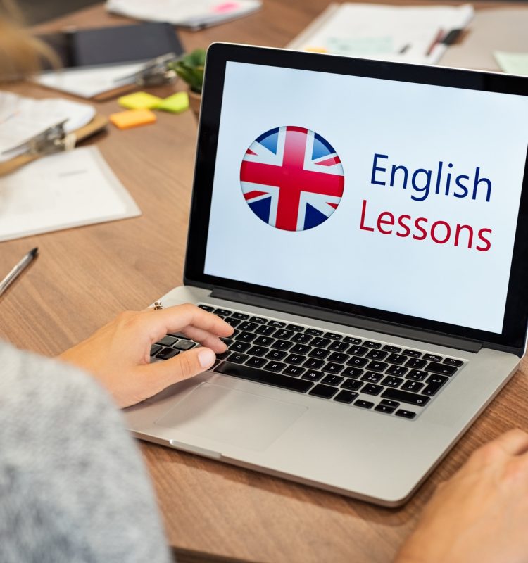 Woman learning english online